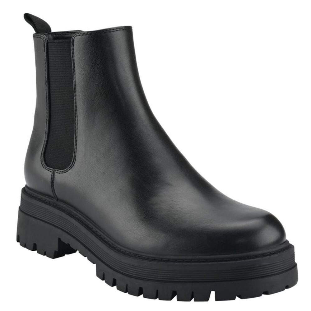 Marc Fisher Black Lug Chelsea Ankle Boot